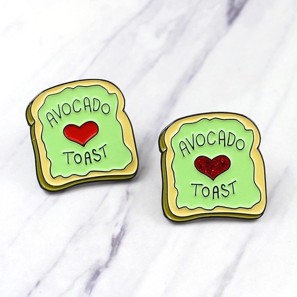 Jewelry - NEW Avocado Breakfast Toast Enamel Pin Brooch